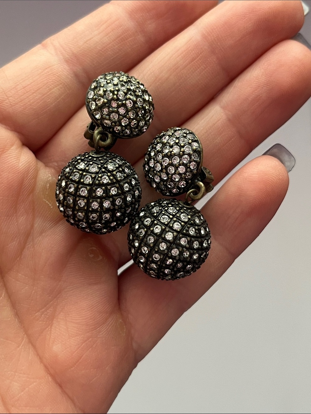 Granziano Crystal Pave Double Drop Earrings - Black and Clear